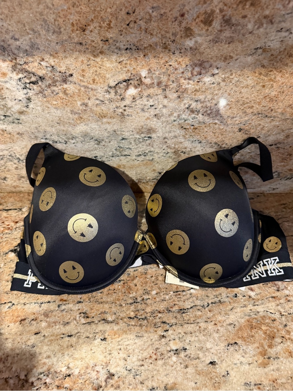 NEW, PINK Victoria’s Secret “Smiley Face Push Up Bra”.